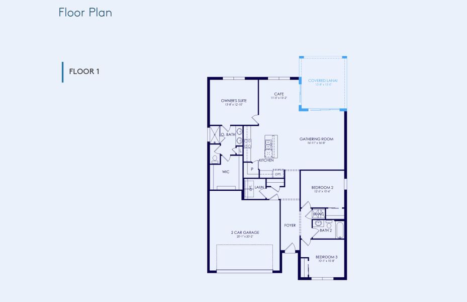 2D floor plan layout of this home in Del Webb Sunchase, Parrish, FL (Image 3).
