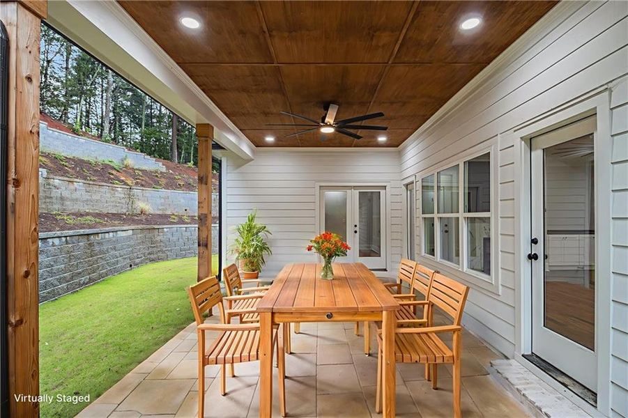 Exterior details and patio area of a home in , White (Image 39).