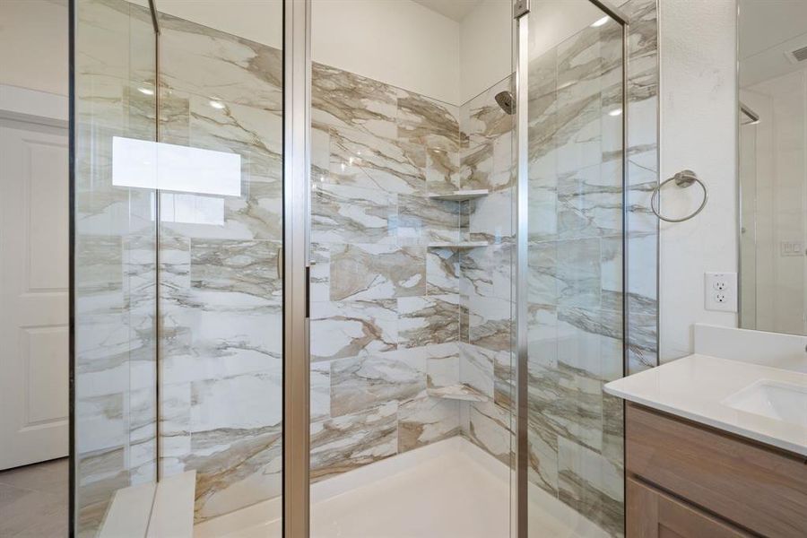 This spacious walk in shower is the perfect place to start or end your day! This spacious walk in shower is the perfect place to start or end your day!