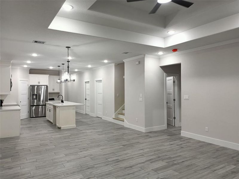 At view of the kitchen from the living room