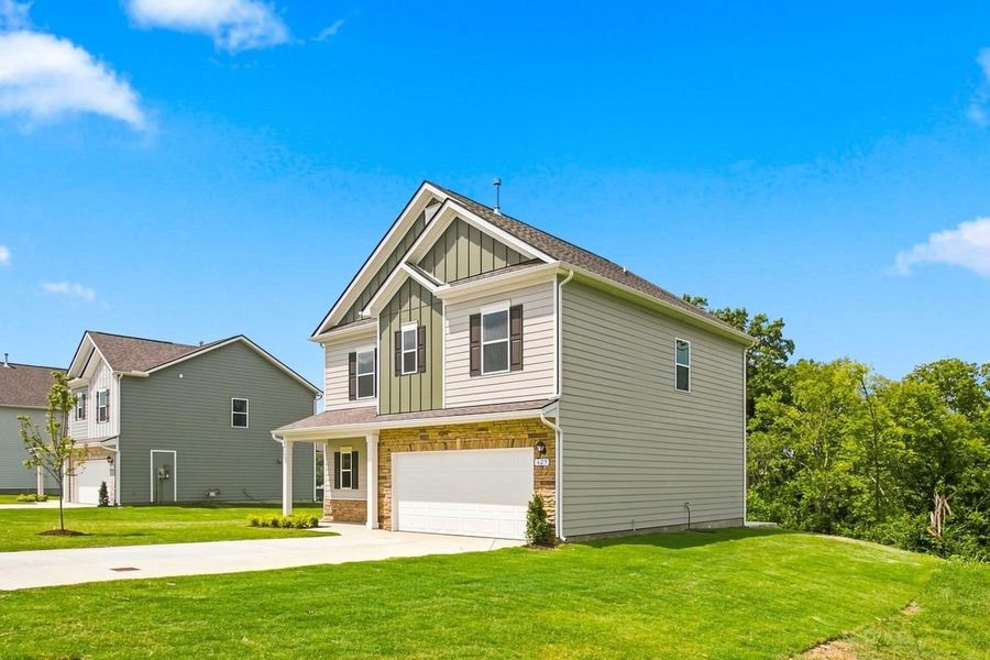 Front exterior of a new home in Hampshire Hills, Columbia, TN, highlighting curb appeal (Image 28).
