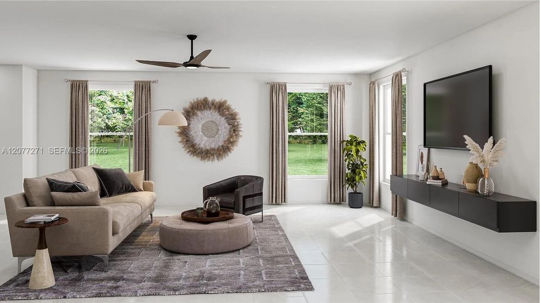 Furnished interior view inside a new home in Solstice, Miami (Image 4). Furnished interior view inside a new home in Solstice, Miami (Image 4).