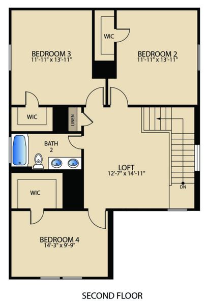 2D floor plan layout of this home in Easton Park, Austin, TX (Image 6).