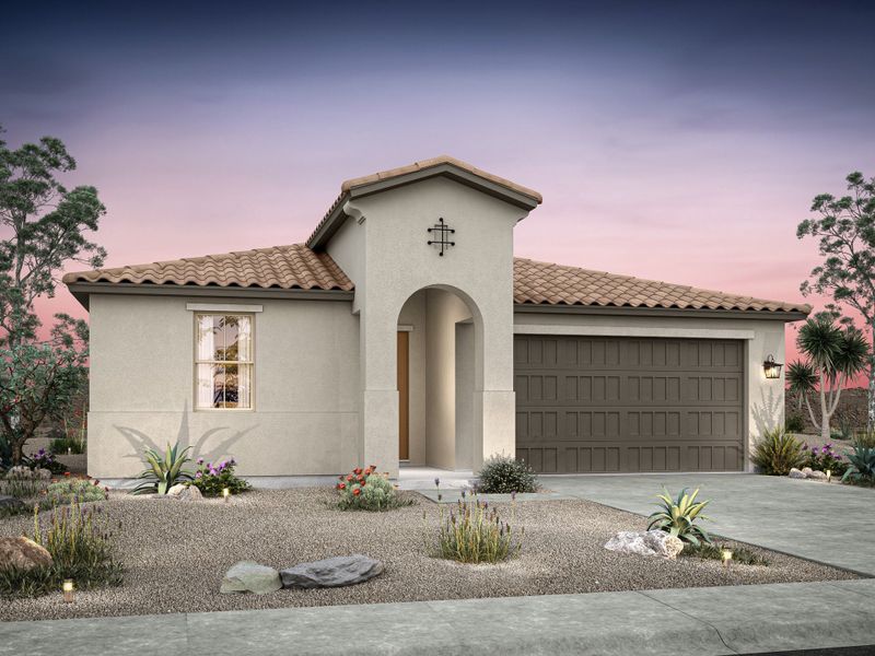 Representative exterior photo of a completed home built from the Flagstaff by William Ryan Homes in Alta Vida at Westpark, Buckeye, AZ (Image 1). Representative exterior photo of a completed home built from the Flagstaff by William Ryan Homes in Alta Vida at Westpark, Buckeye, AZ (Image 1).