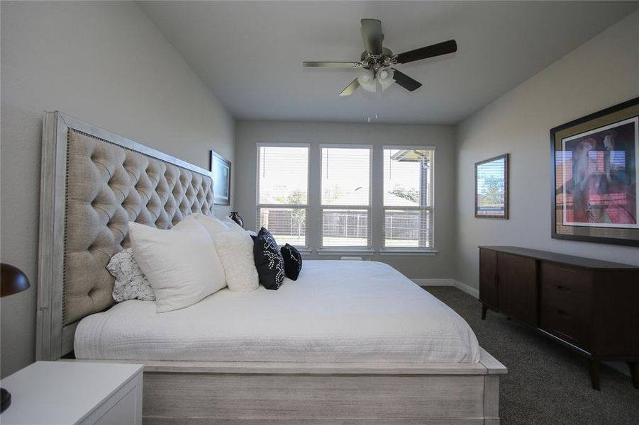 Master bedroom with ceiling fan