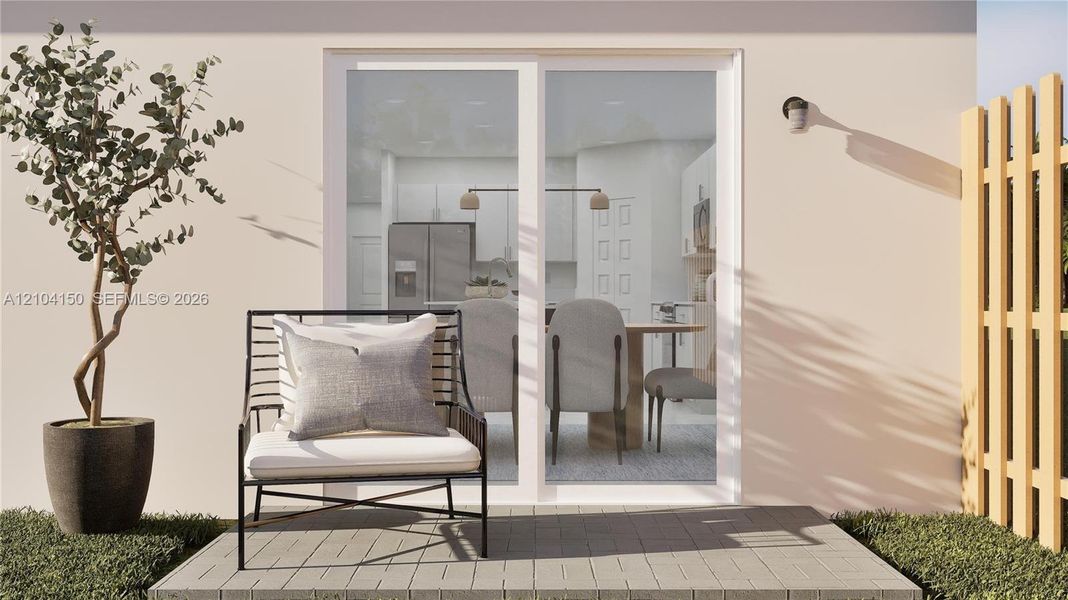 Exterior details and patio area of a home in Verdana Grove, Miami (Image 2).