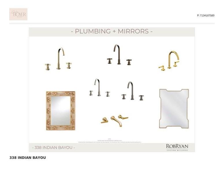 Plumbing and Mirror finishes. *Plans and selection subject to change during construction*