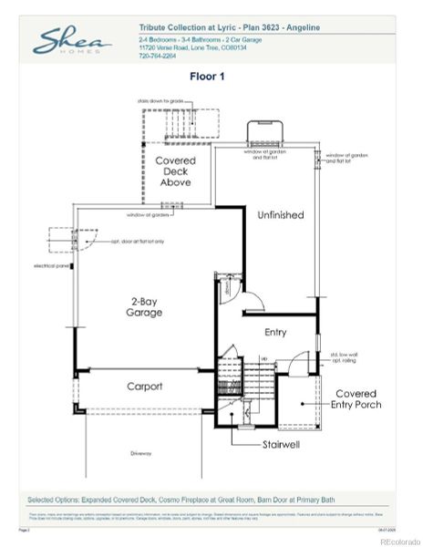 2D floor plan layout of this home in Tribute at Lyric, Lone Tree, CO (Image 4).