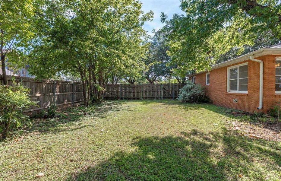 View of fenced backyard