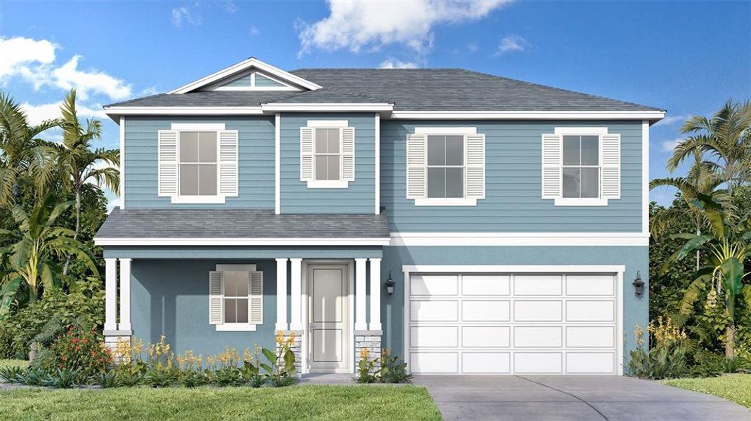 Front exterior of a new home in Trailside, Mount Dora, FL, highlighting curb appeal (Image 1).