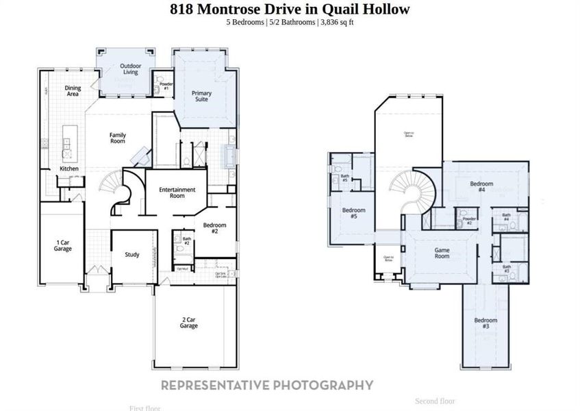 2D floor plan layout of this home in Quail Hollow: 72ft. lots, Rockwall, TX (Image 2).