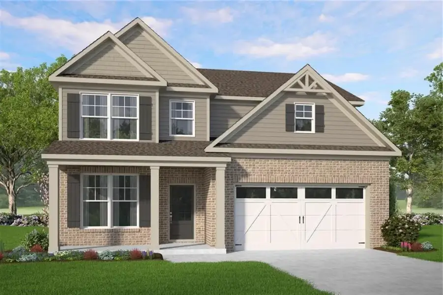 Front exterior of a new home in Highland Park, Stonecrest, GA, highlighting curb appeal (Image 1). Front exterior of a new home in Highland Park, Stonecrest, GA, highlighting curb appeal (Image 1).