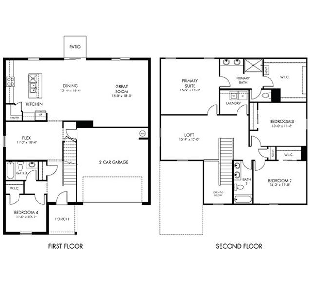 2D floor plan layout for the Lotus by Meritage Homes in Oakfield Trails - Classic Series, Parrish, FL (Image 3). 2D floor plan layout for the Lotus by Meritage Homes in Oakfield Trails - Classic Series, Parrish, FL (Image 3).