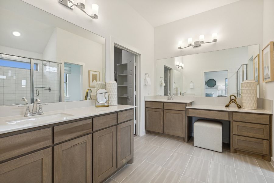 Primary Bathroom in the Gilmour home plan by Trophy Signature Homes – REPRESENTATIVE PHOTO