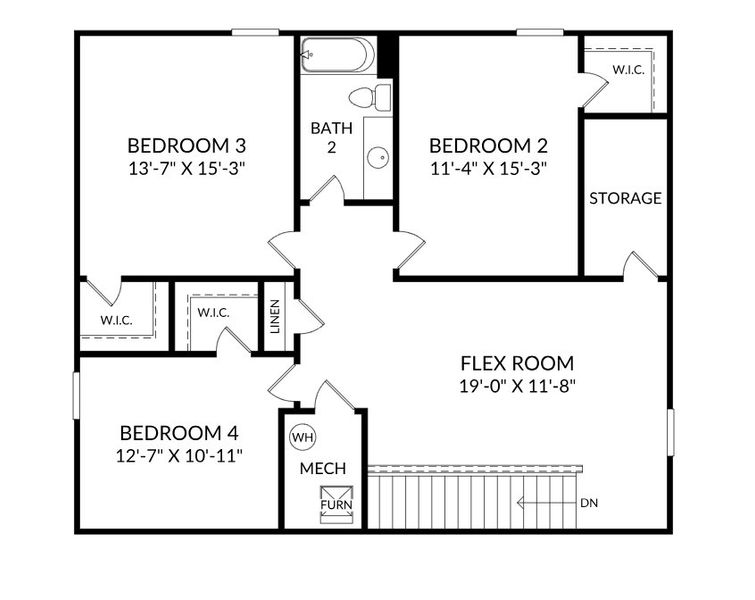 2D floor plan layout for the The Jefferson by Stanley Martin Homes in Belgrave, Lexington, SC (Image 4).