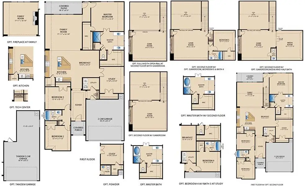 2D floor plan layout for the Southlake by Pacesetter Homes in Creekview Meadows, Pilot Point, TX (Image 4).