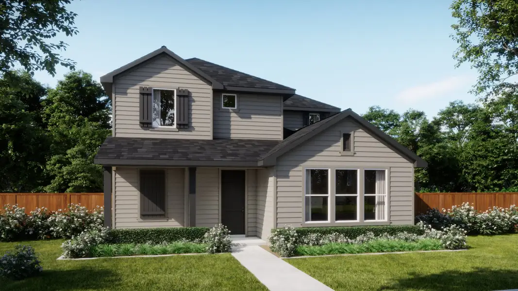 Representative exterior photo of a completed home built from the 3551 by Risewell Homes in Parkton Square, Kyle, TX (Image 4). Representative exterior photo of a completed home built from the 3551 by Risewell Homes in Parkton Square, Kyle, TX (Image 4).