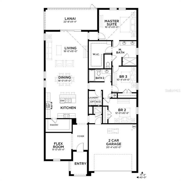 2D floor plan layout of this home in Cherrywood Preserve, Ocala, FL (Image 2).