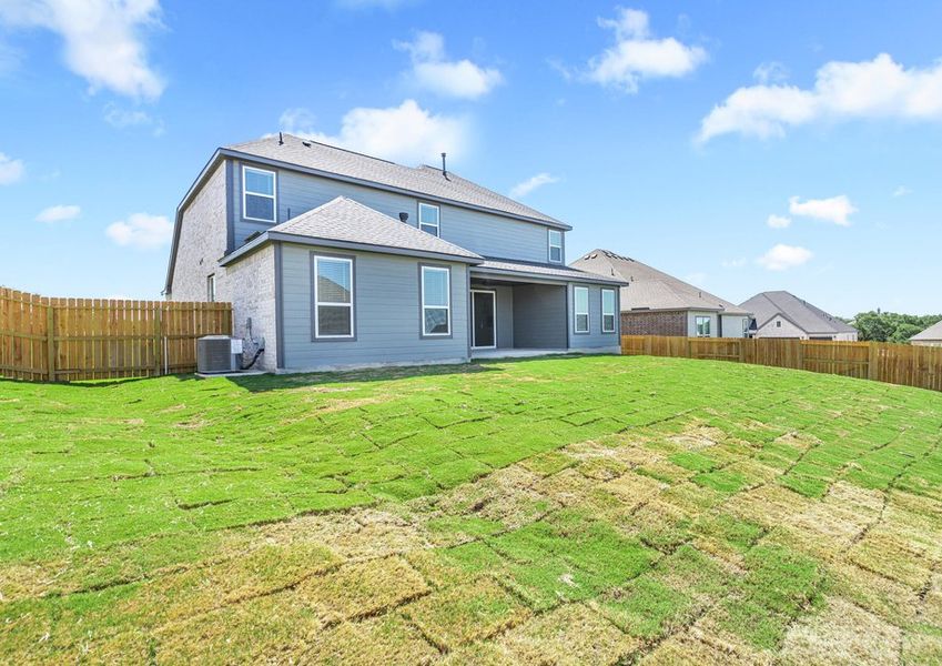 The back yard of the Santos is fully fenced-in. The back yard of the Santos is fully fenced-in.