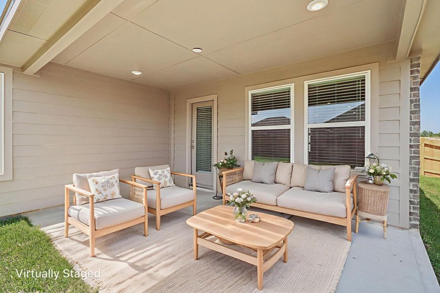 Exterior details and patio area of a home in Pine Lake Cove - Classic Series, Montgomery (Image 5).