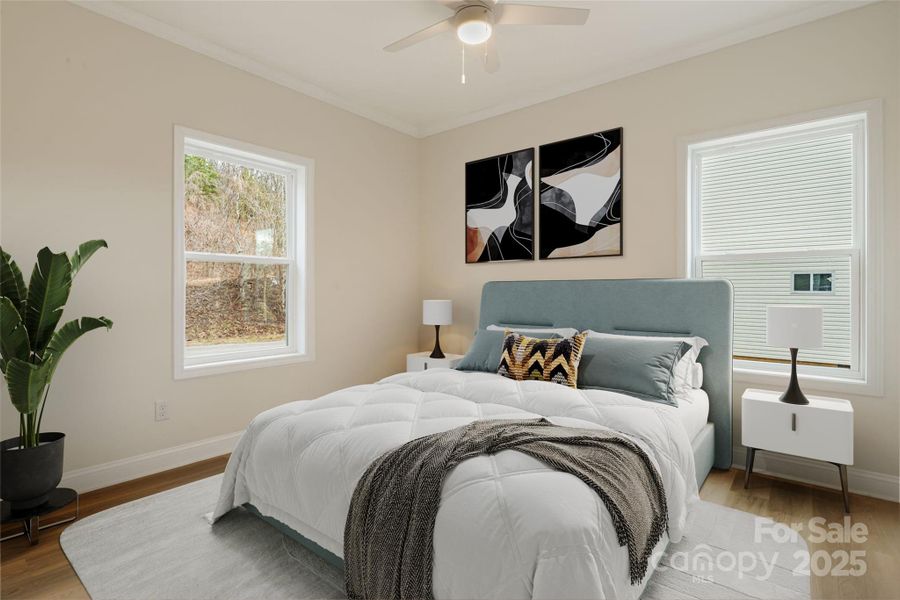 Bedroom virtually staged