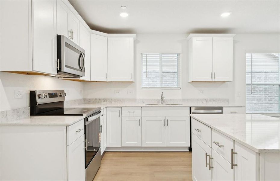 Abundant cabinet space in kitchen