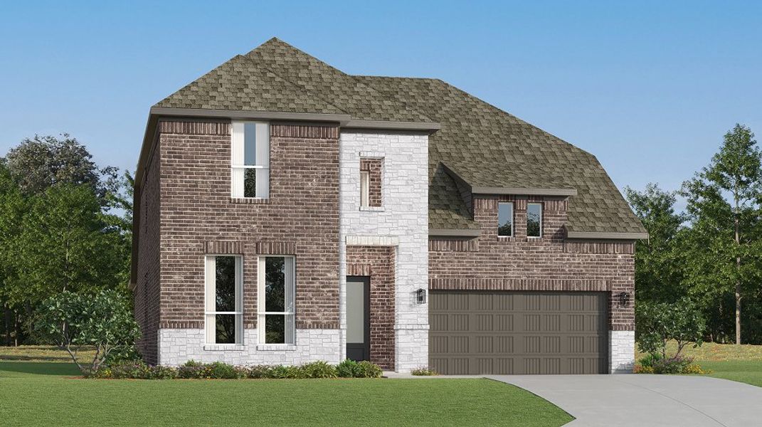Front exterior of a new home in Anniston, Katy, TX, highlighting curb appeal (Image 1). Front exterior of a new home in Anniston, Katy, TX, highlighting curb appeal (Image 1).