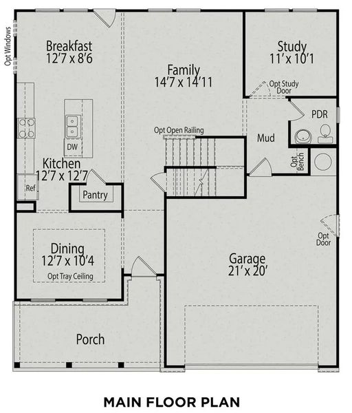 2D floor plan layout of this home in Wellers Knoll, Lillington, NC (Image 4).