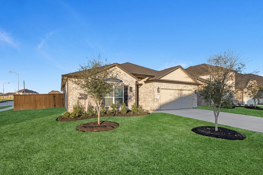 Front exterior of a new home in Briarwood Crossing, Rosenberg, TX, highlighting curb appeal (Image 20).