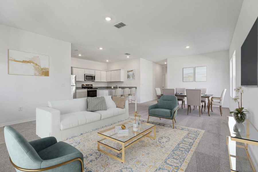 Representative furnished interior of a home built from the Halo by Starlight Homes in Hawks Run, Kissimmee (Image 6).