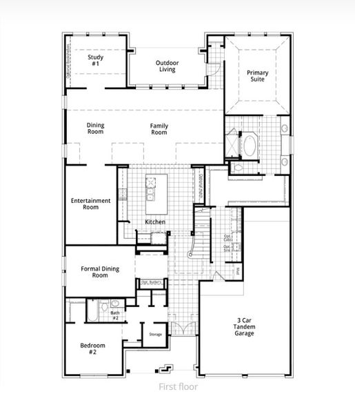2D floor plan layout for the 224 Plan by Highland Homes in Jubilee: 70ft. lots, Hockley, TX (Image 35).