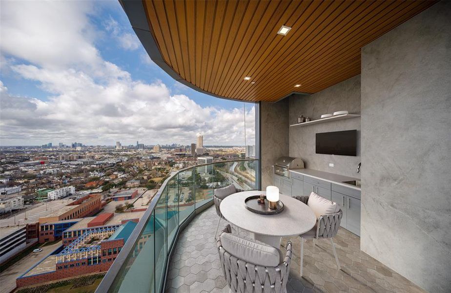 Staged balcony and summer kitchen.