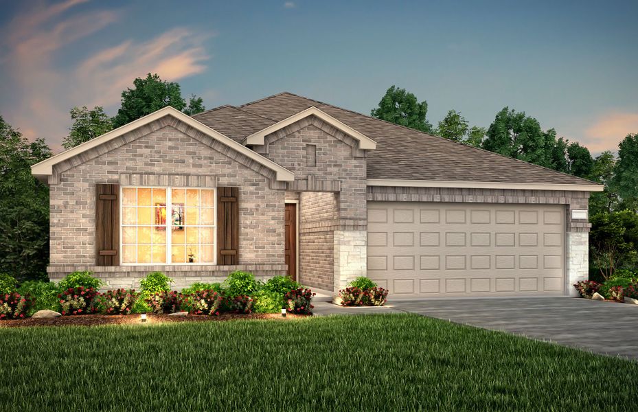 The Rayburn, a one-story home with 2-car garage, s