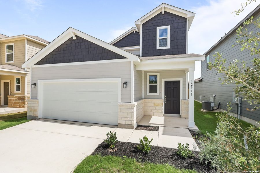 Front exterior of a new home in Spring Creek, San Antonio, TX, highlighting curb appeal (Image 1). Front exterior of a new home in Spring Creek, San Antonio, TX, highlighting curb appeal (Image 1).
