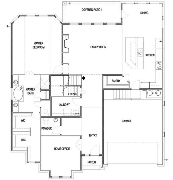 2D floor plan layout of this home in The Grove at Vintage Oaks, New Braunfels, TX (Image 5).