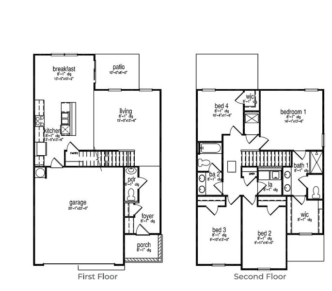 2D floor plan layout for the Edmon by D.R. Horton in Altama, Brunswick, GA (Image 3). 2D floor plan layout for the Edmon by D.R. Horton in Altama, Brunswick, GA (Image 3).