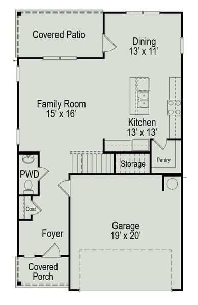 2D floor plan layout of this home in Oak Hills Montgomery North, Montgomery, TX (Image 3).