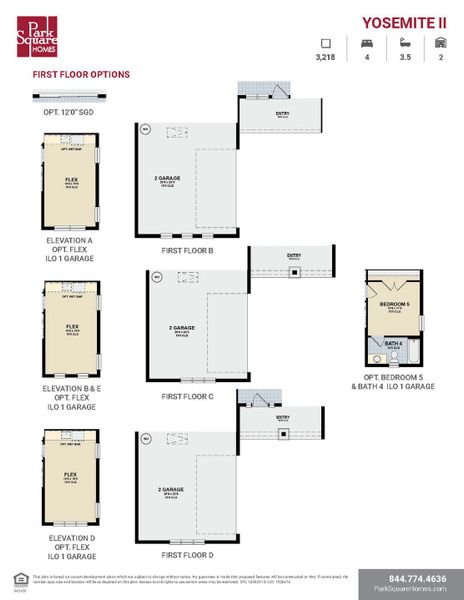 2D floor plan layout for the Yosemite II by Park Square Residential in Tamarack at Two Rivers, Zephyrhills, FL (Image 4).