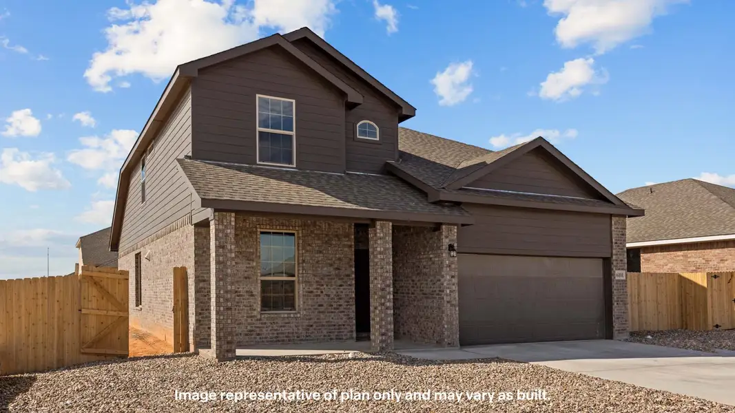 Front exterior of a new home in Legacy South, Midland, TX, highlighting curb appeal (Image 2). Front exterior of a new home in Legacy South, Midland, TX, highlighting curb appeal (Image 2).