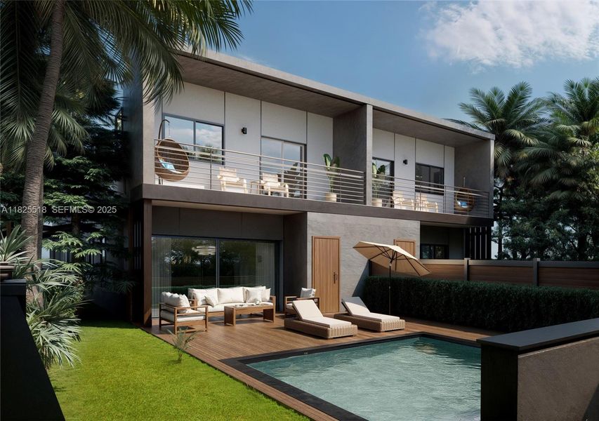 Exterior details and patio area of a home in , Miami (Image 3). Exterior details and patio area of a home in , Miami (Image 3).