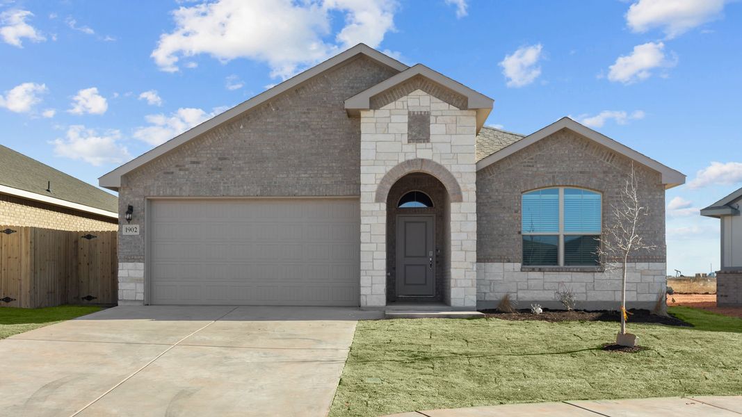 Representative exterior photo of a completed home built from the BLANCO by D.R. Horton in Northwest Passage, Midland, TX (Image 16). Representative exterior photo of a completed home built from the BLANCO by D.R. Horton in Northwest Passage, Midland, TX (Image 16).