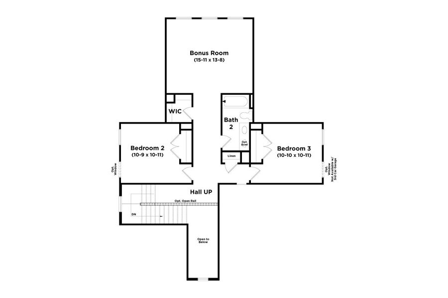 2D floor plan layout for the Greenwich by DRB Homes in The Park at Brighton, Locust Grove, GA (Image 9).