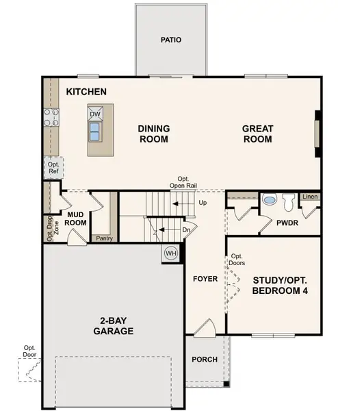 2D floor plan layout of this home in Hawthorne Reserve, Dallas, GA (Image 3).