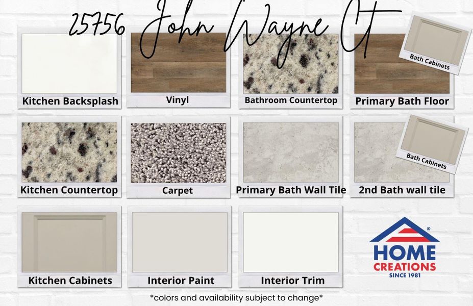 Sample of building materials used in homes in Hill & Dale Ranch, Splendora (Image 20).
