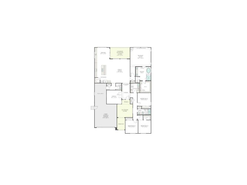 2D floor plan layout for the Parker Plan 5031 by Tri Pointe Homes in Abel Ranch, Goodyear, AZ (Image 3).
