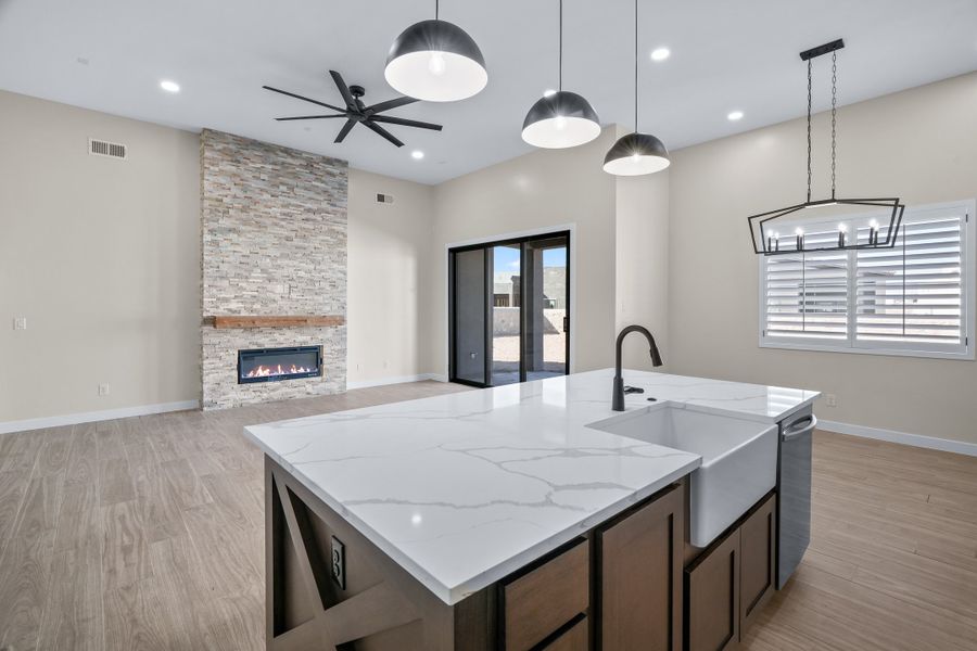 Representative furnished interior of a home built from the Pebble Beach EXT50 by LEH. Homes in Verdancia, El Paso (Image 7).