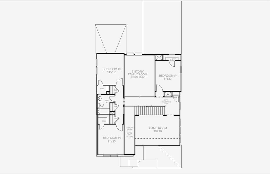 2D floor plan layout for the 2442W by Perry Homes in Meraki 45', Forney, TX (Image 3).