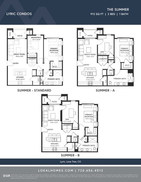 2D floor plan layout of this home in Lyric at RidgeGate Condos, Lone Tree, CO (Image 2).