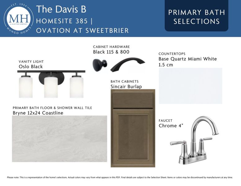 Sample of building materials used in homes in Ovation at Sweetbrier, Durham (Image 13).