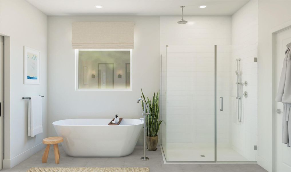 Serene primary bath (*Artist rendering used for illustration purposes only.) Serene primary bath (*Artist rendering used for illustration purposes only.)